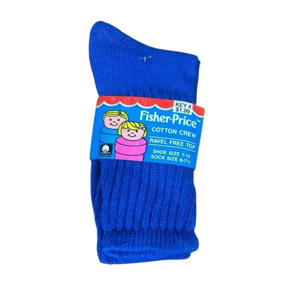Vtg Fisher Price 90s Toddler Boys Solid‎ Color Cotton Crew Socks 4 Pr Size 7-12